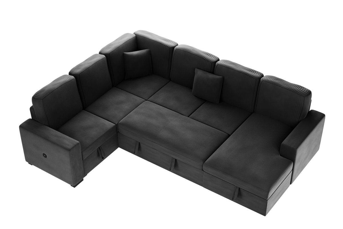 4-Pc Sectional Sofa W/ 2 Accent Pillows - Black
