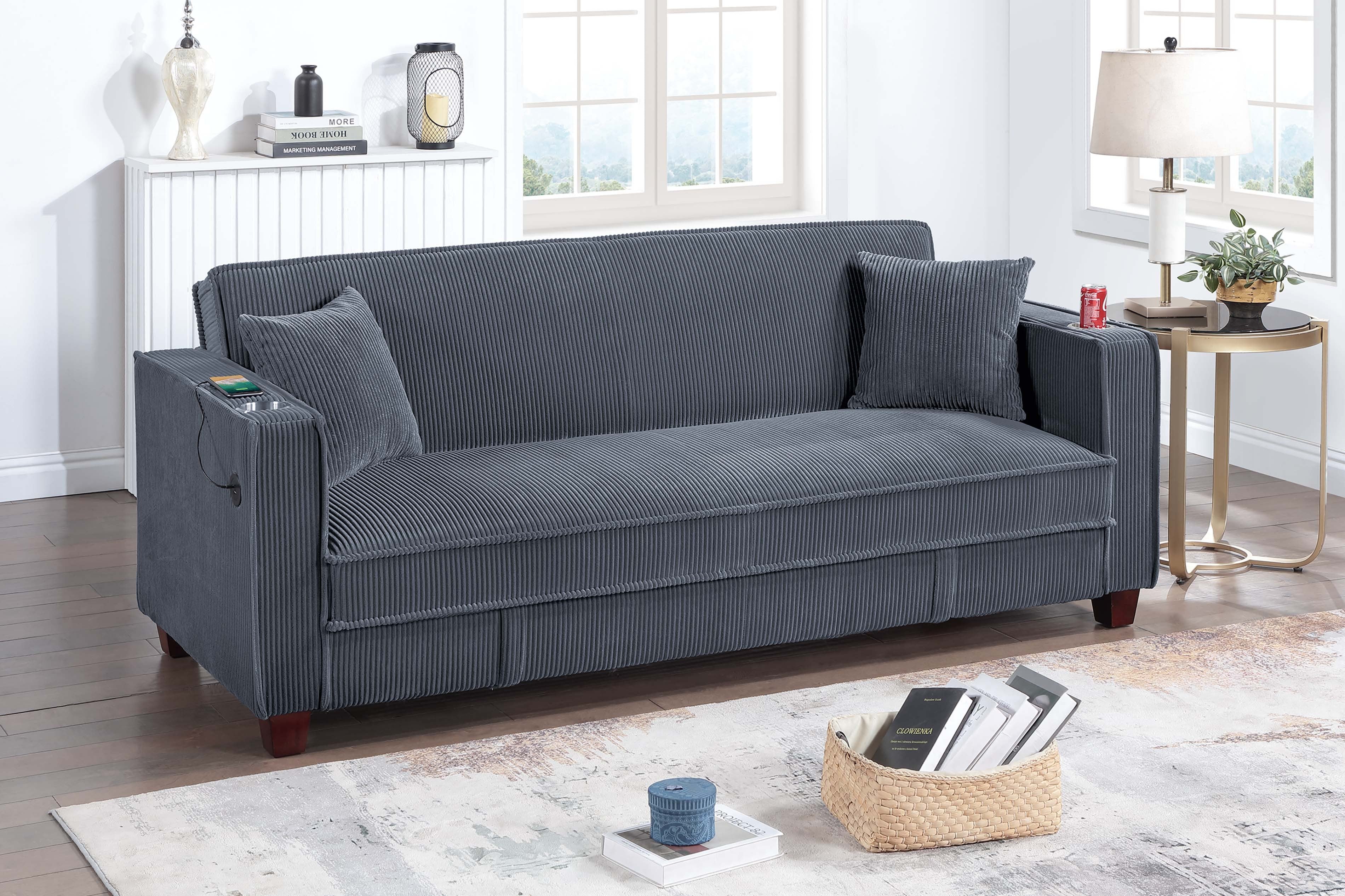 Convertible Sofa - Dark Gray Corduroy