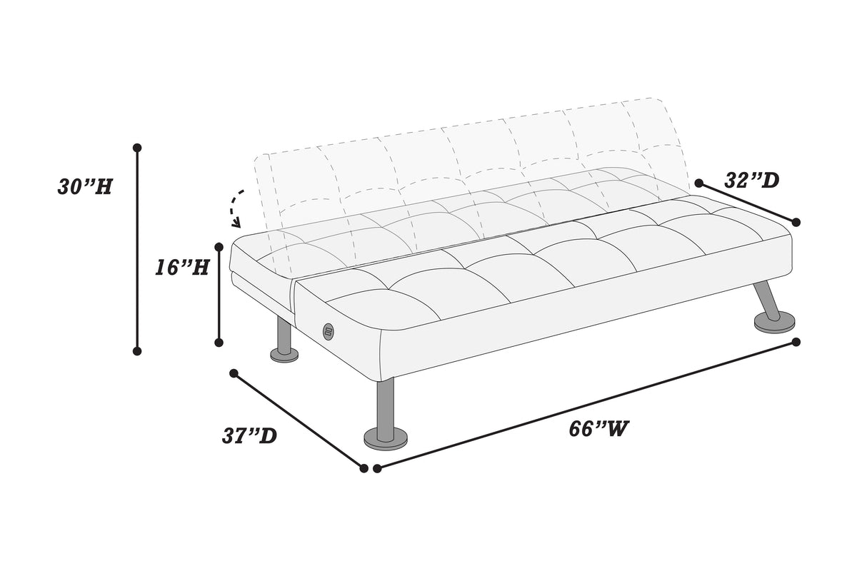 Convertible Sofa W/ Usb Port - Black