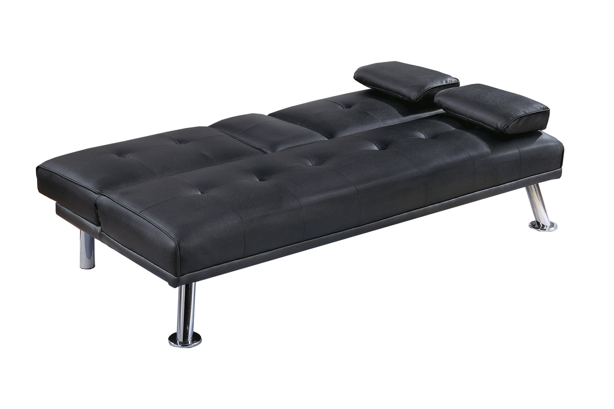 Convertible Sofa W/ Fold-Down Table - Black