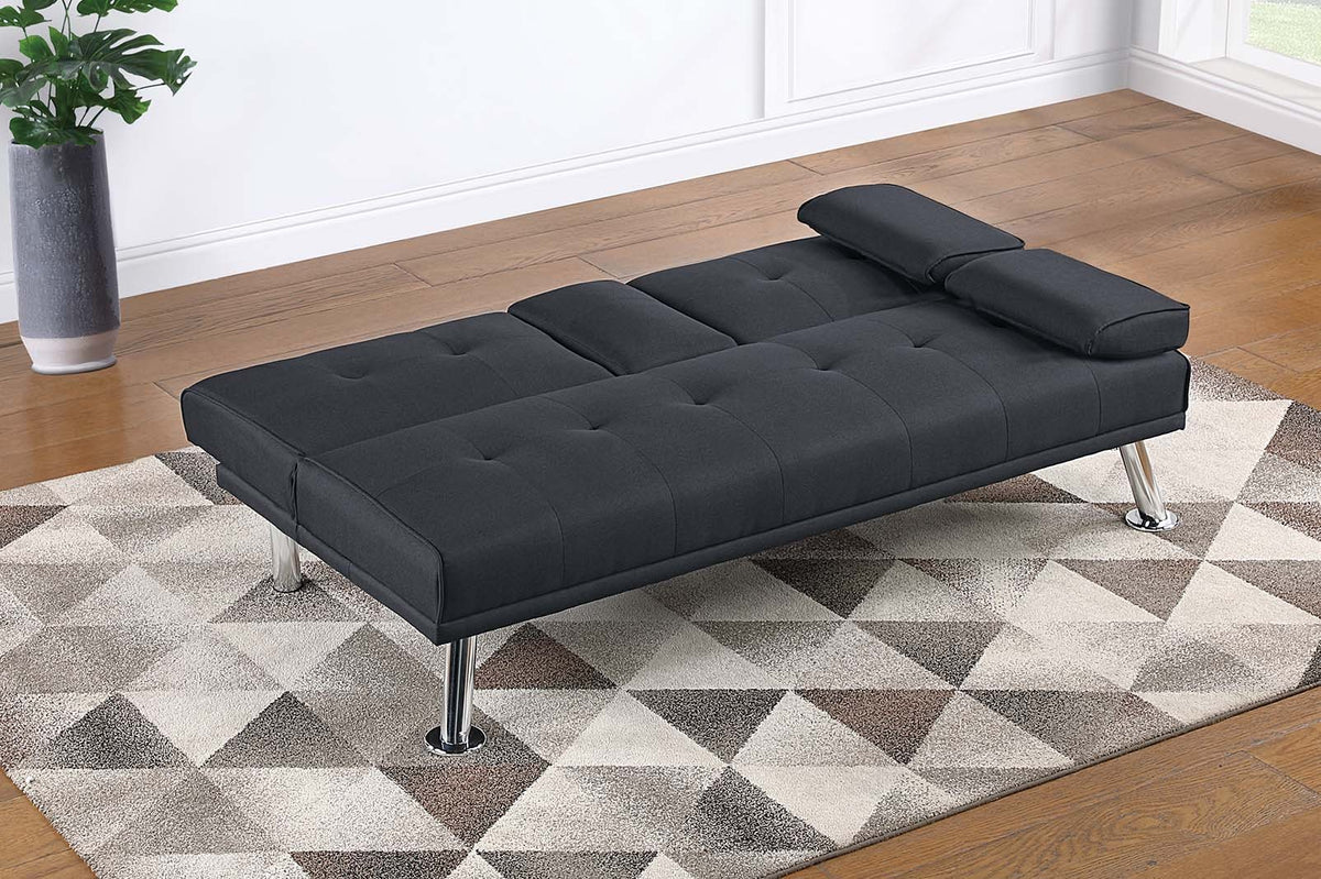 Convertible Sofa W/ Fold-Down Table - Black
