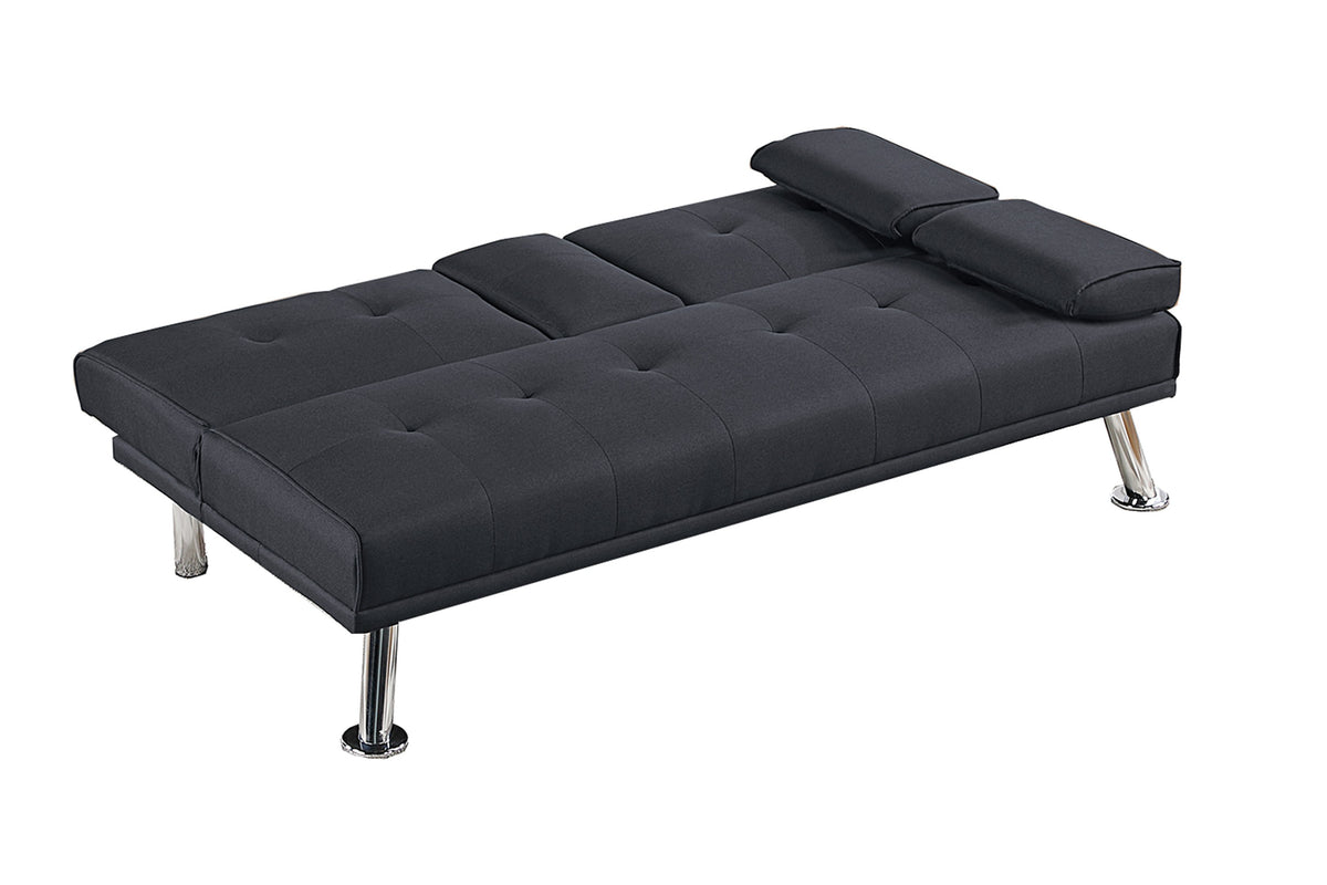 Convertible Sofa W/ Fold-Down Table - Black