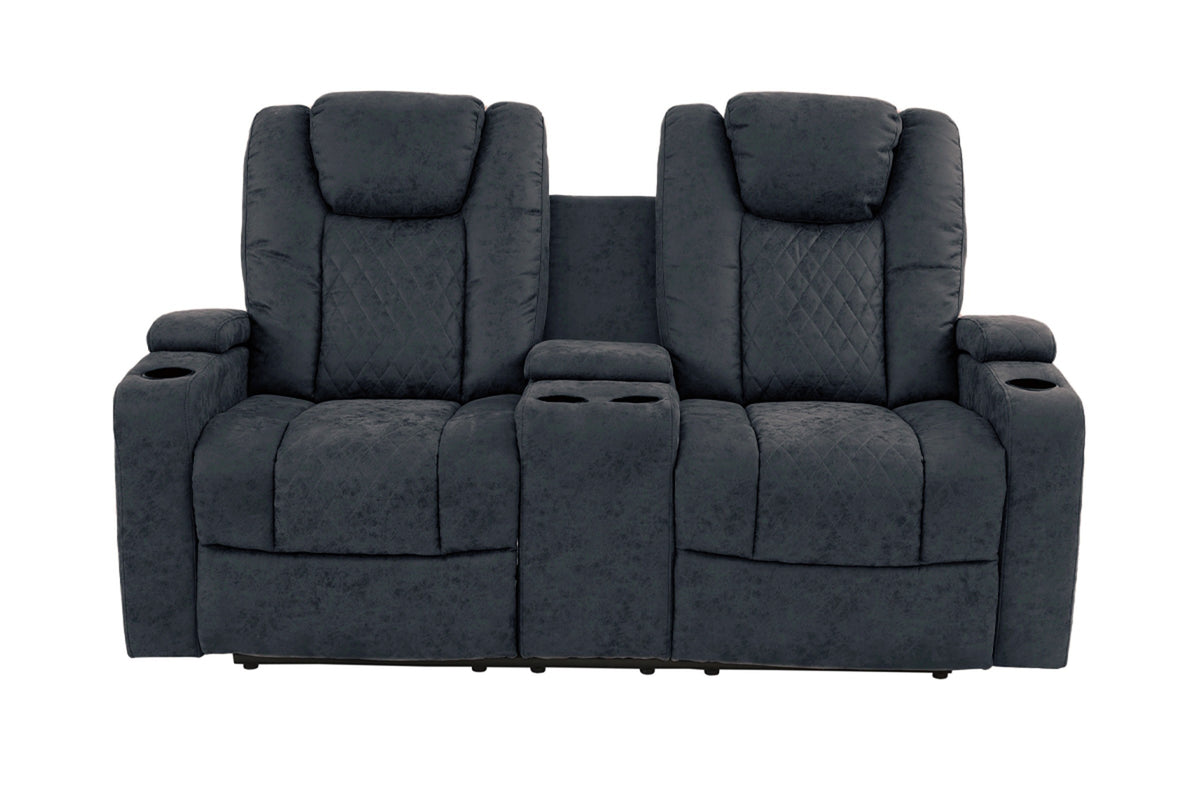 Power Loveseat W/Console - Ink Blue