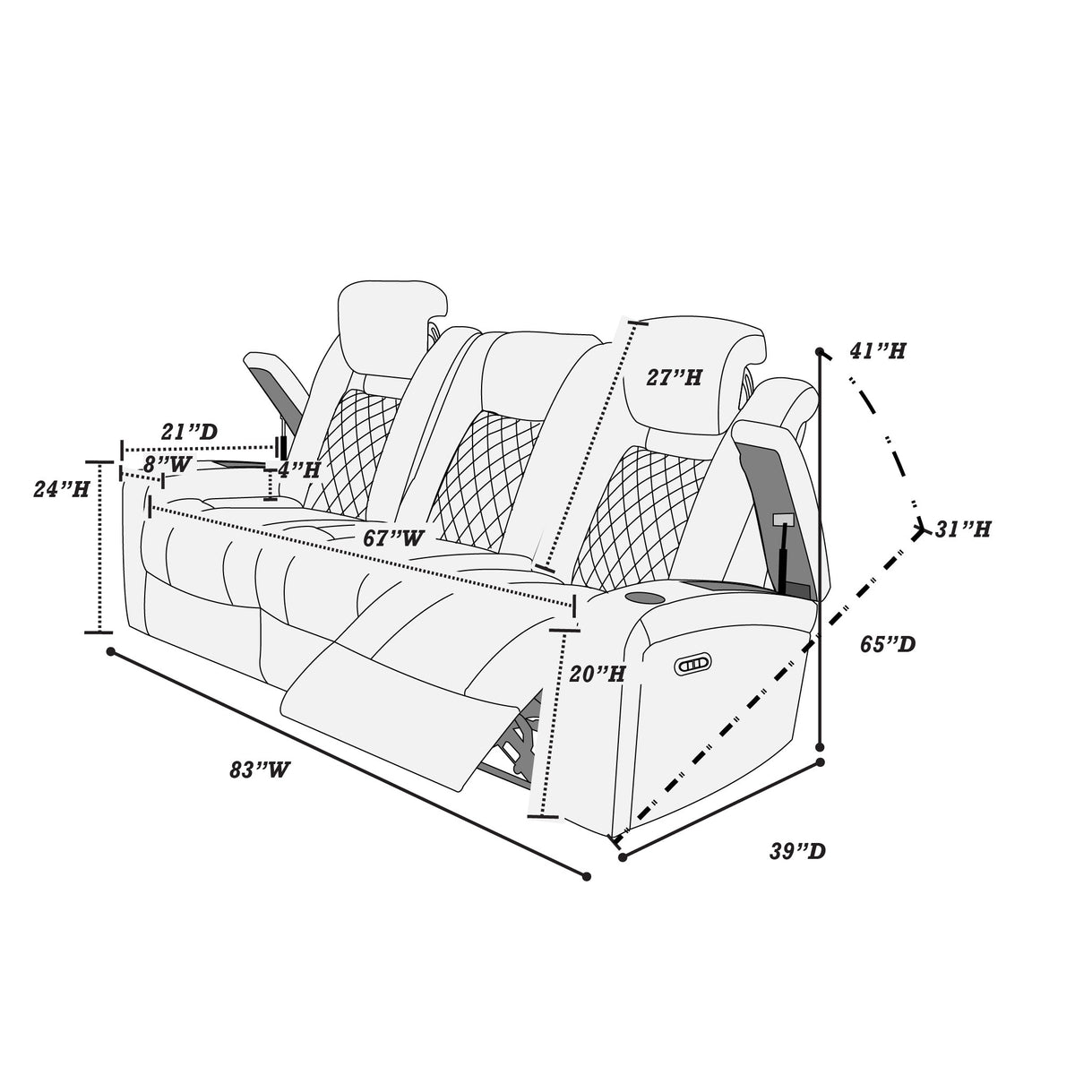 Power Sofa - Ink Blue