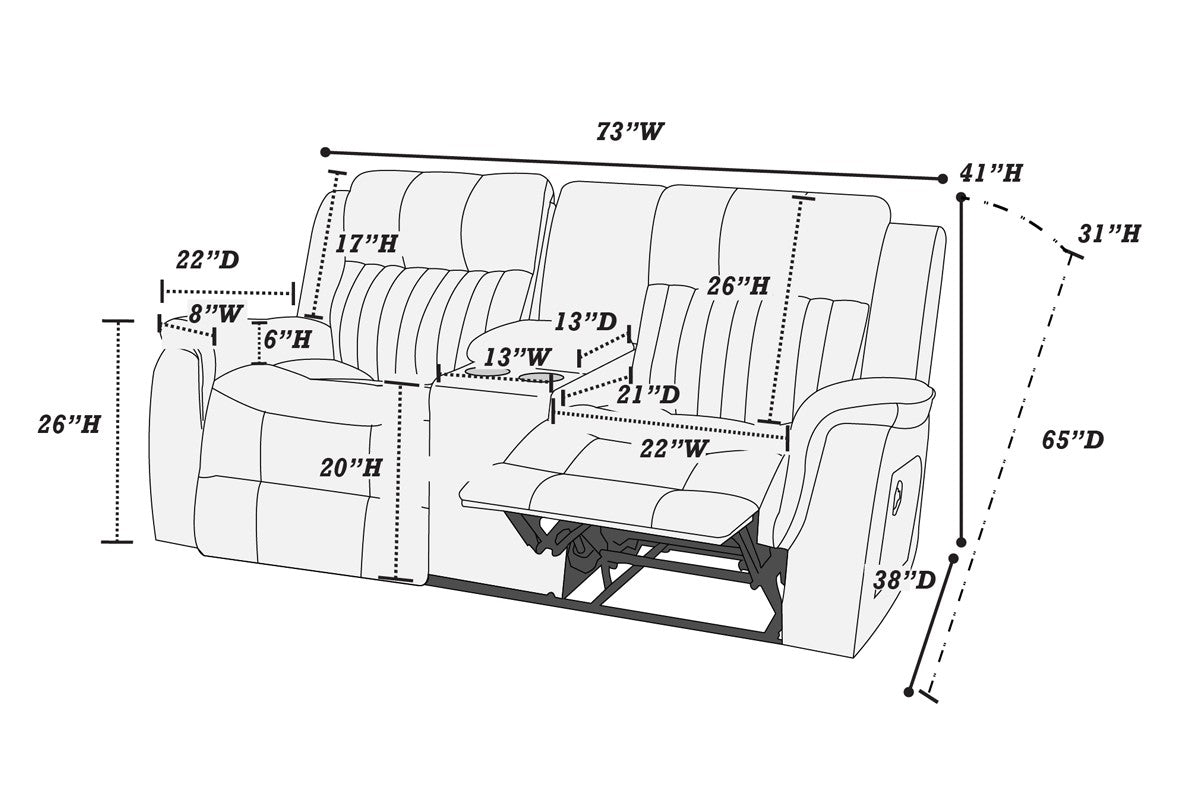 Power Motion Loveseat W/Console/Dark Coffee - Dark Coffee