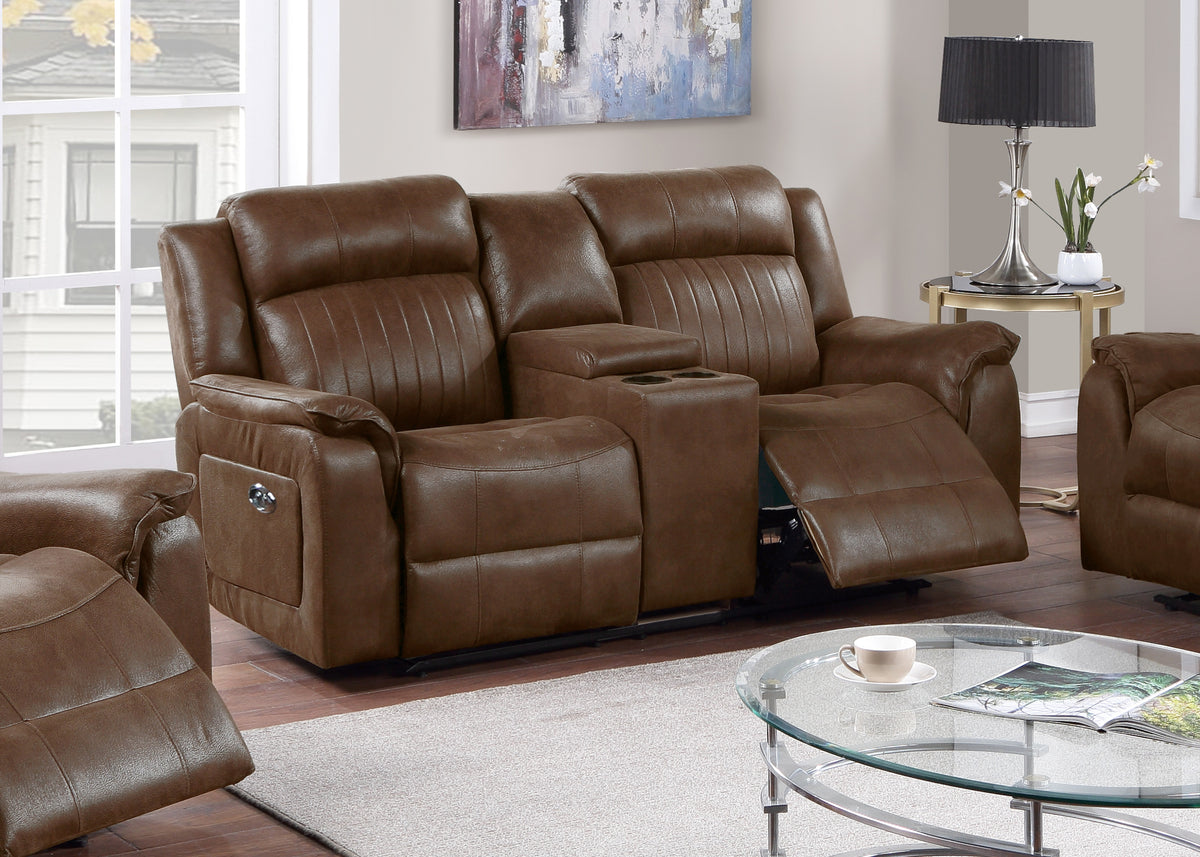 Power Motion Loveseat W/Console/Dark Coffee - Dark Coffee