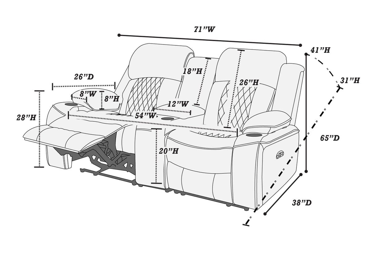 Power Loveseat - Brown