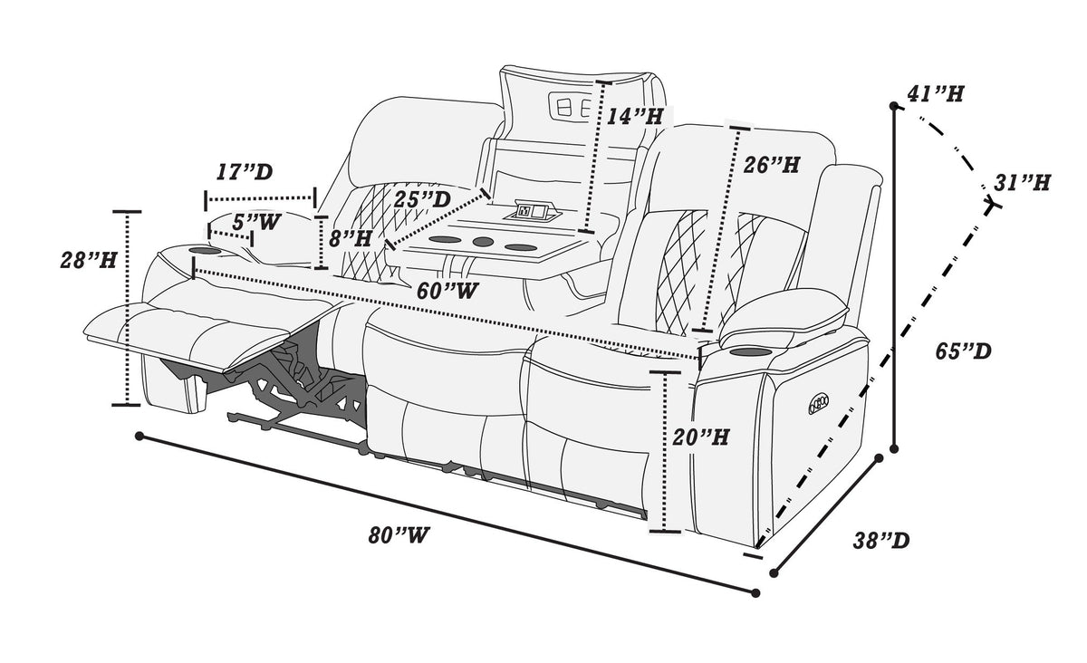 Power Sofa - Brown