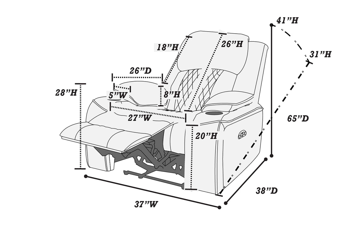 Power Recliner - Charcoal