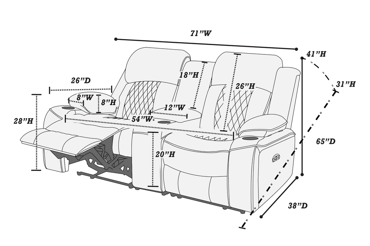 Power Loveseat - Charcoal