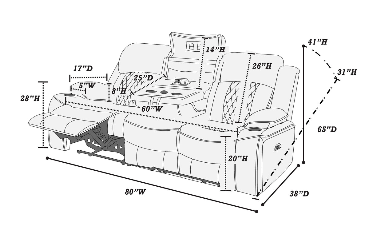 Power Sofa - Charcoal
