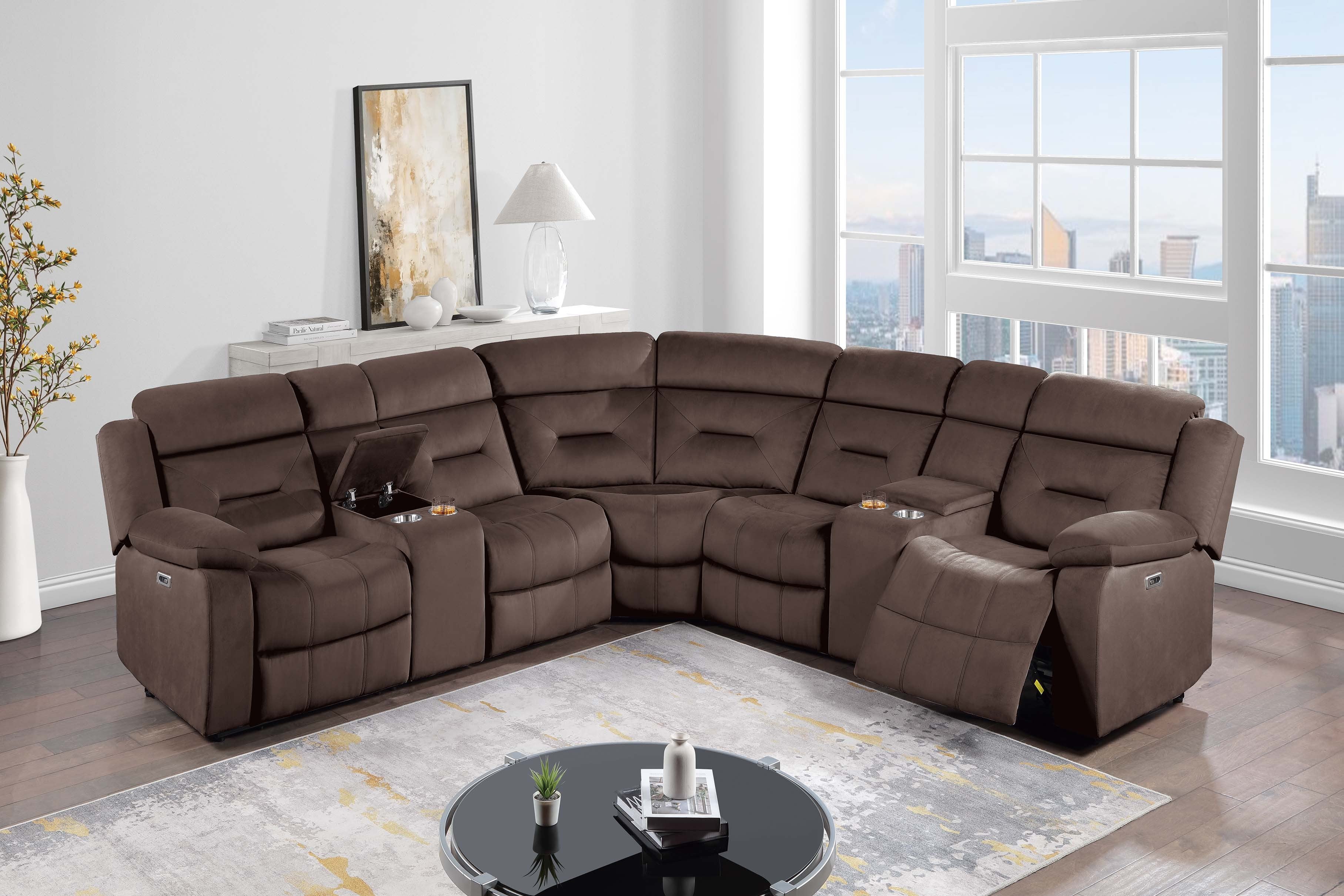 Power Reclining Sectional - Chocolate