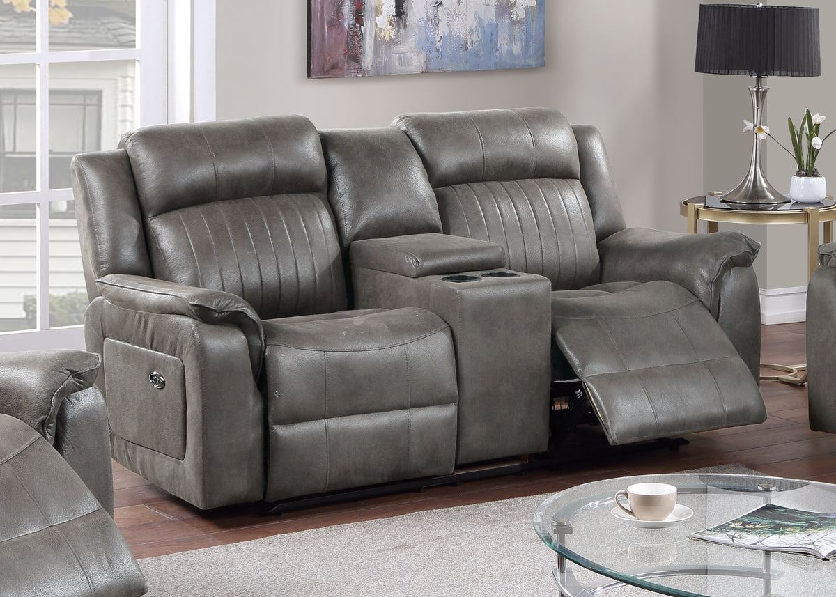 Motion Loveseat W/Console/Handle/Slate Blue - Slate Blue