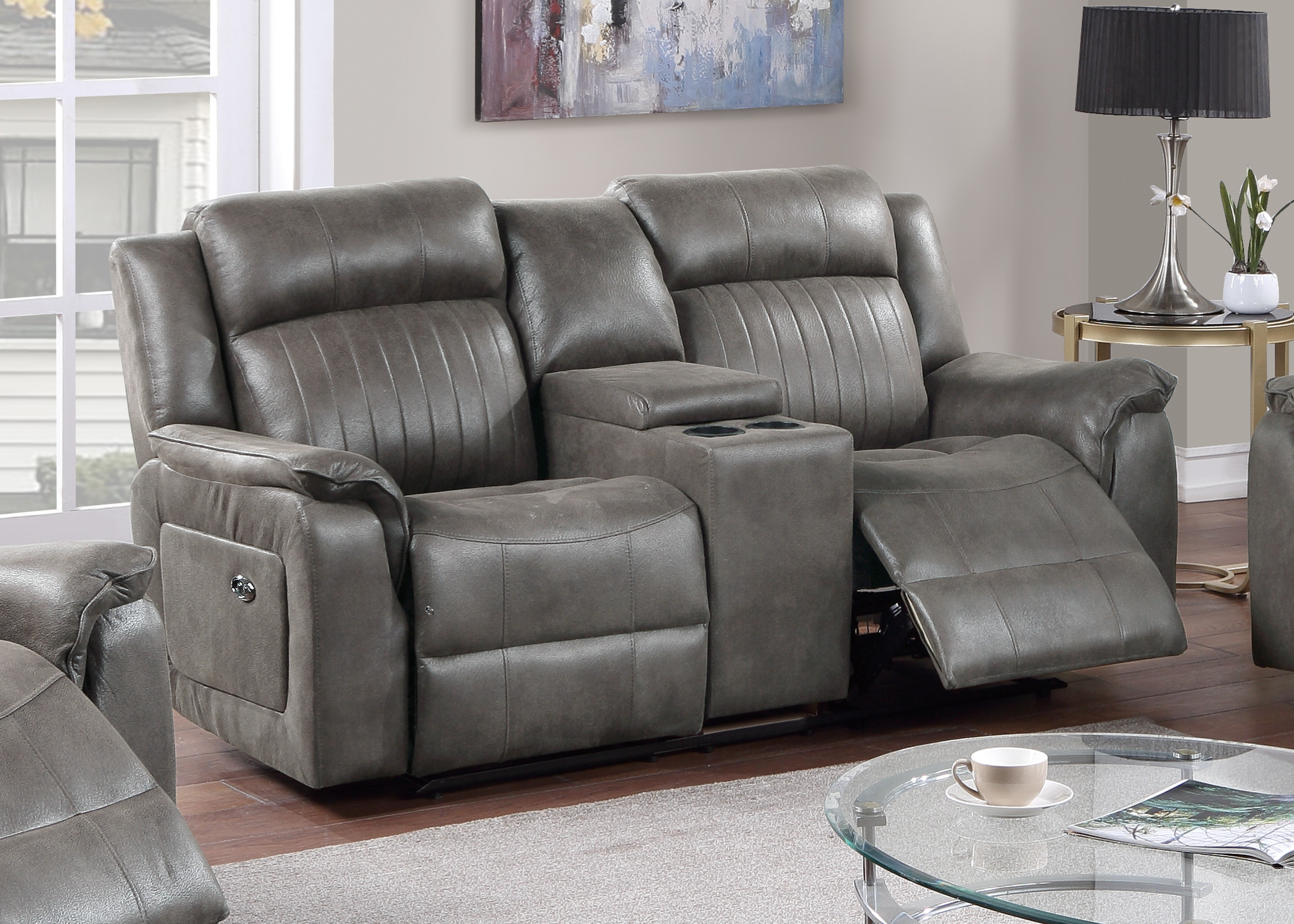 Manual Reclining Loveseat - Slate Blue