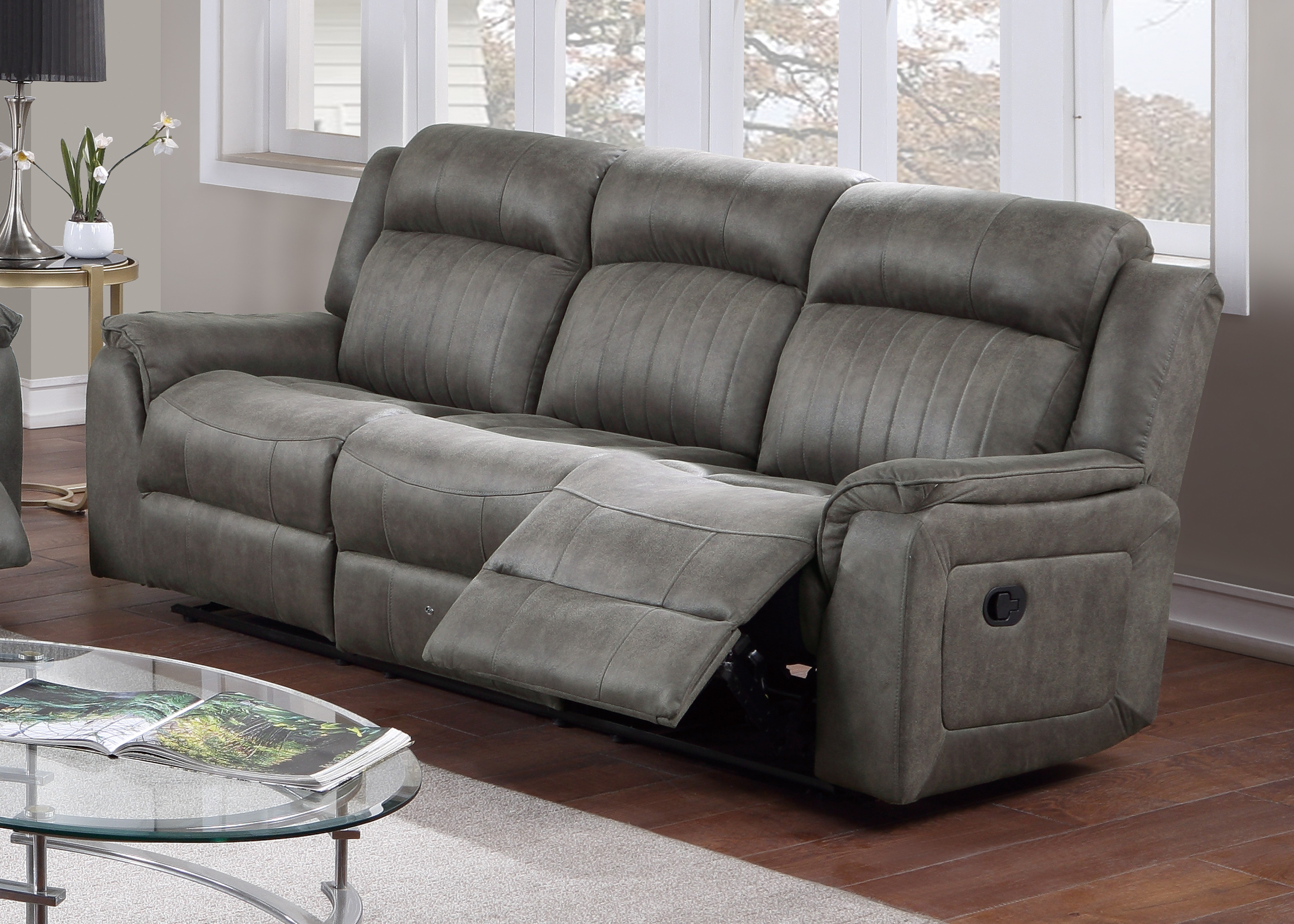 Manual Reclining Sofa - Slate Blue