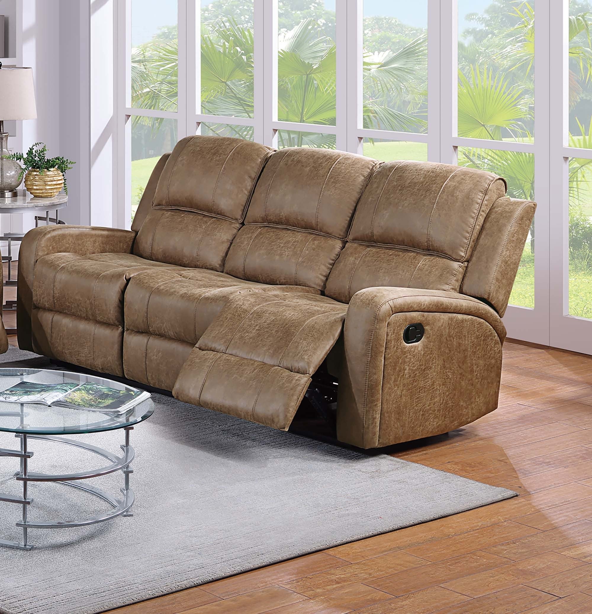 Manual Reclining Sofa - Chestnut