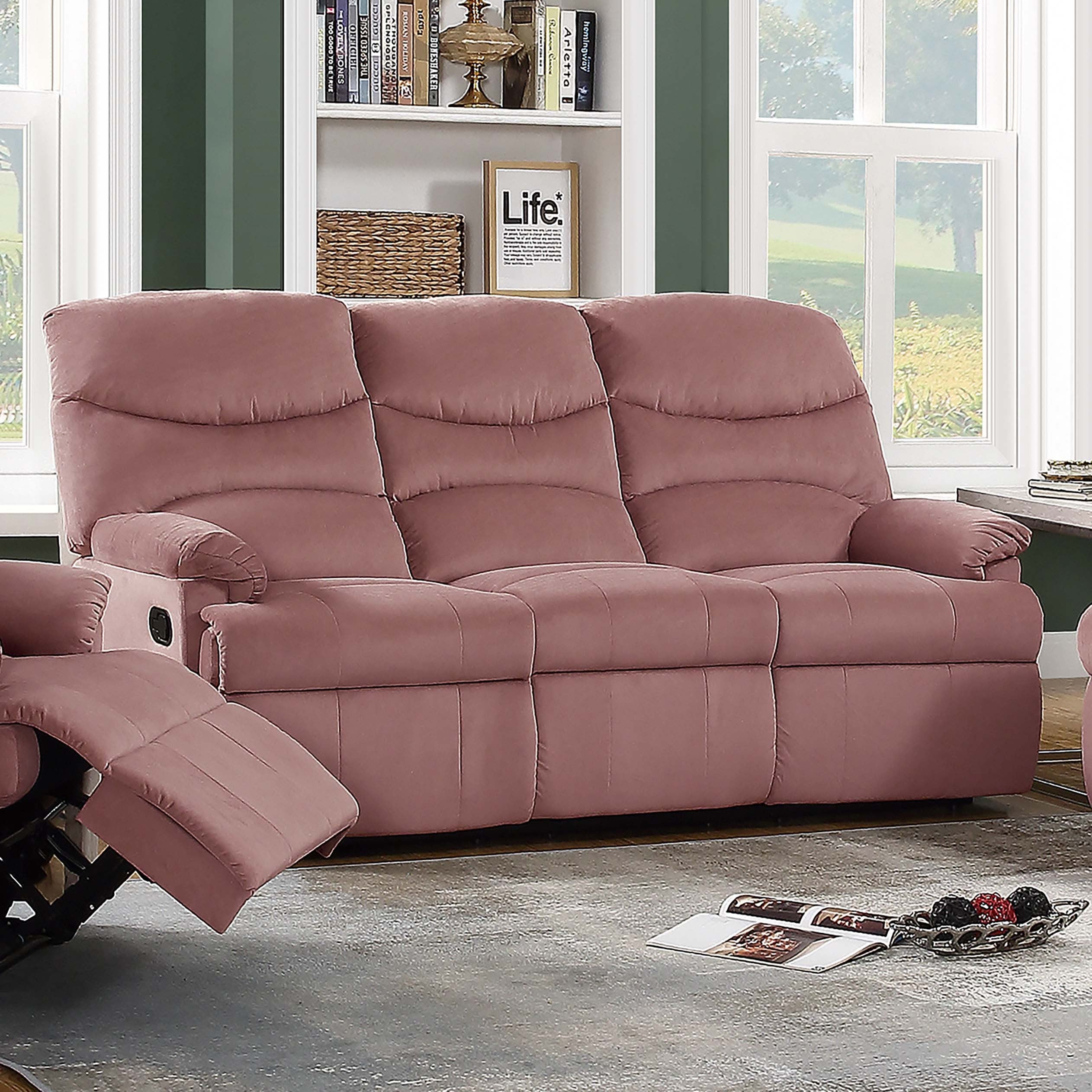 Manual Reclining Sofa - Blush Pink