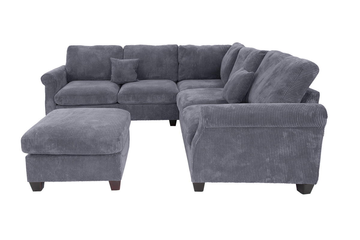 4-Pcs Sectional Sofa - Charcoal