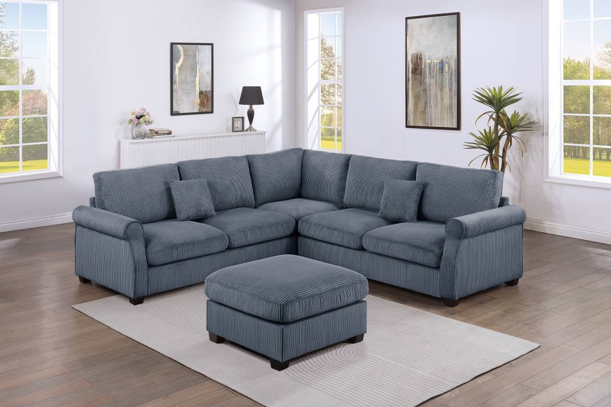 4-Pcs Sectional Sofa - Charcoal