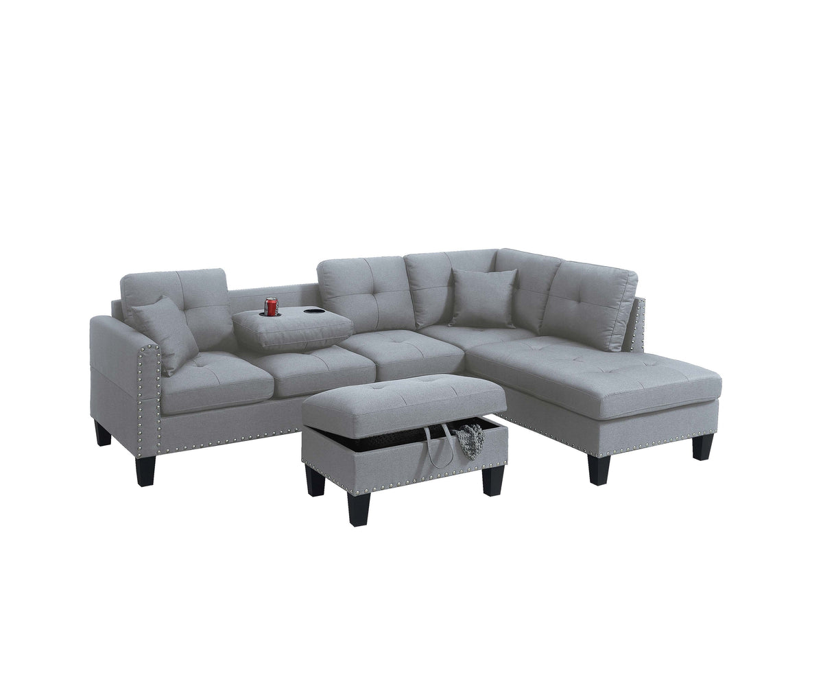3-Pcs Sectional Set - Taupe Gray
