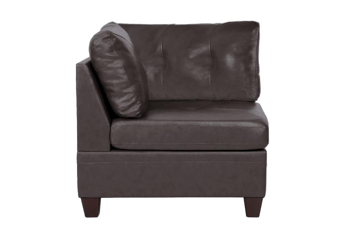 Corner Sofa/ Dark Coffee Genuine Leather - Dark Coffee