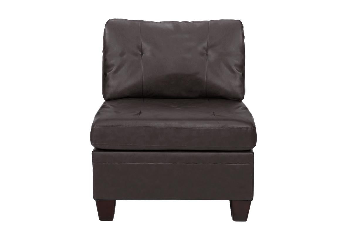 Armless Chair/ Dark Coffee Genuine Leather - Dark Coffee