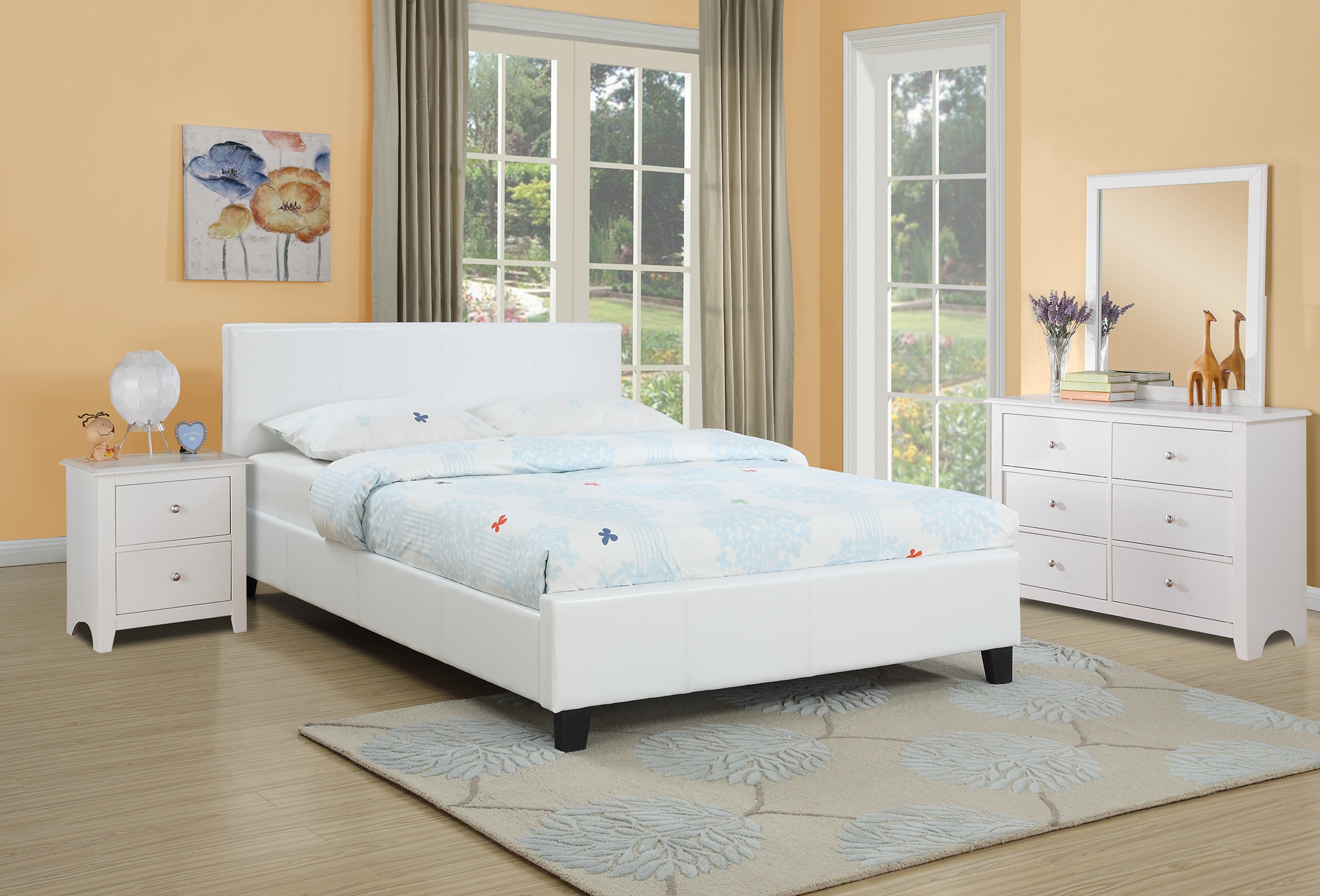 Queen Bed - White / Espresso