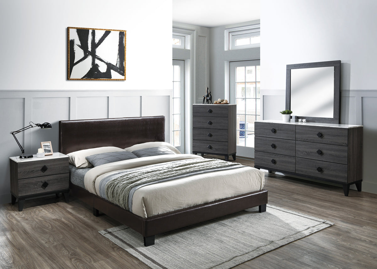 Full Bed-Brown Pu - Espresso/Espresso