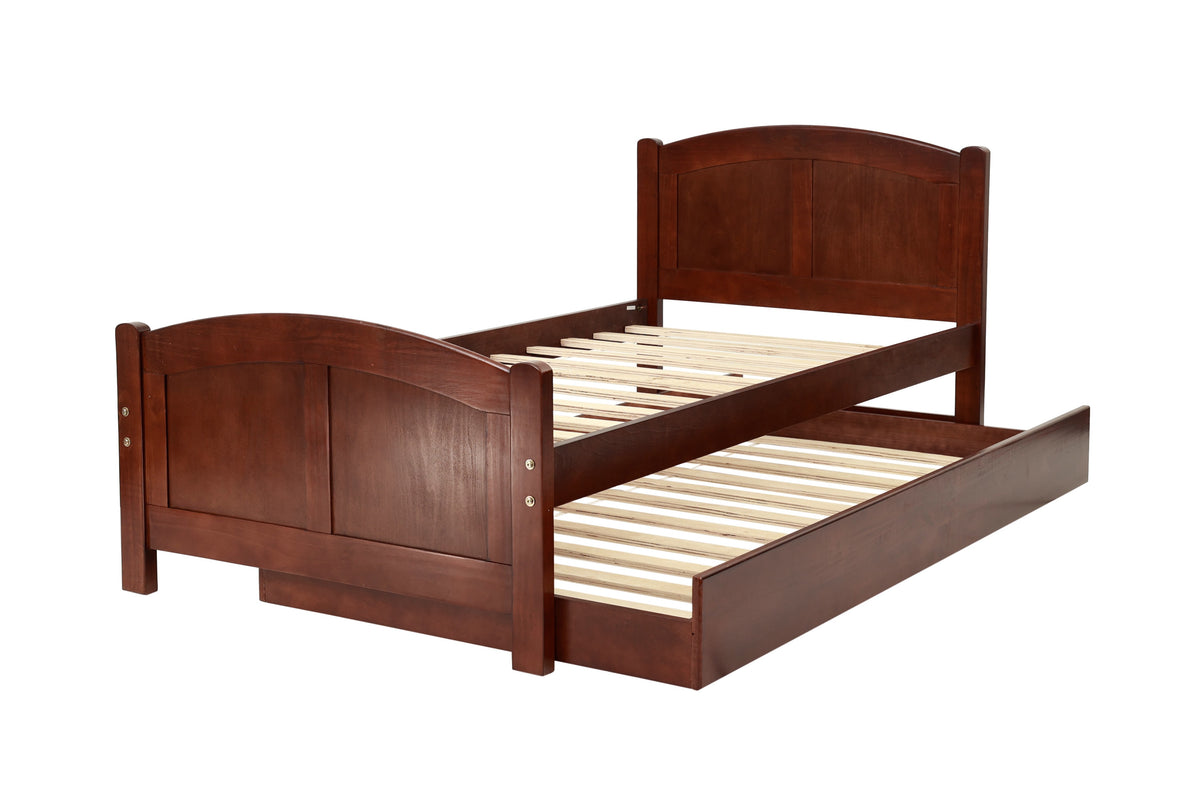 Twin Bed W/Trundle-Cherry - Dark Cherry