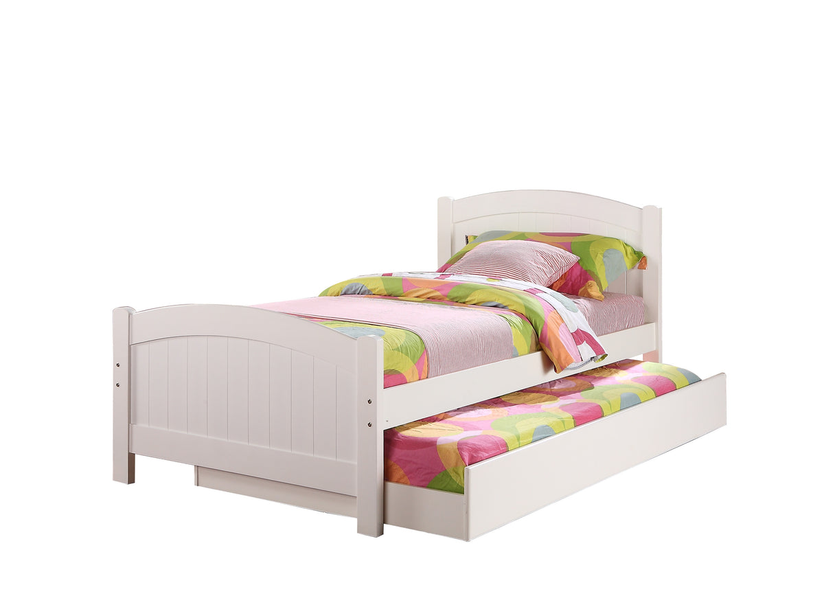 Twin Bed W/Trundle-White - White