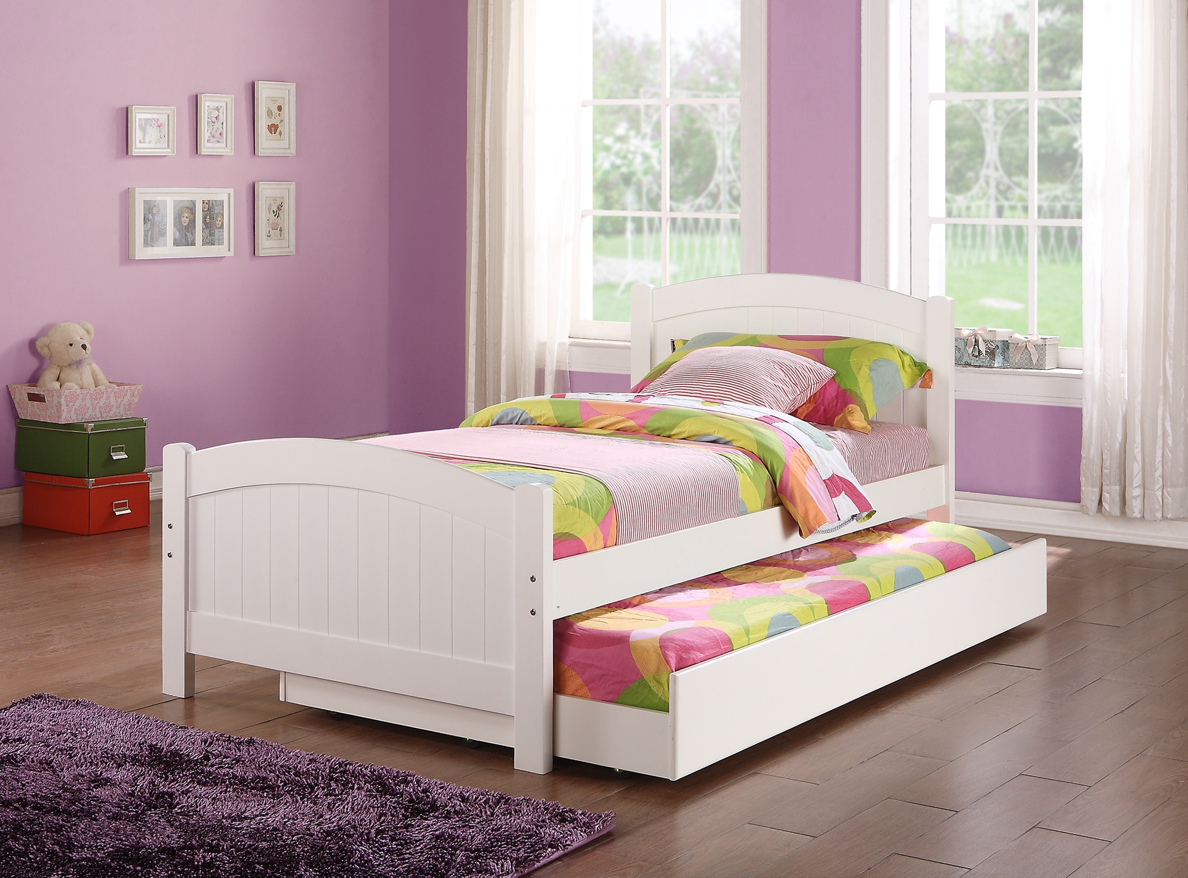 Twin Bed W/ Trundle - White