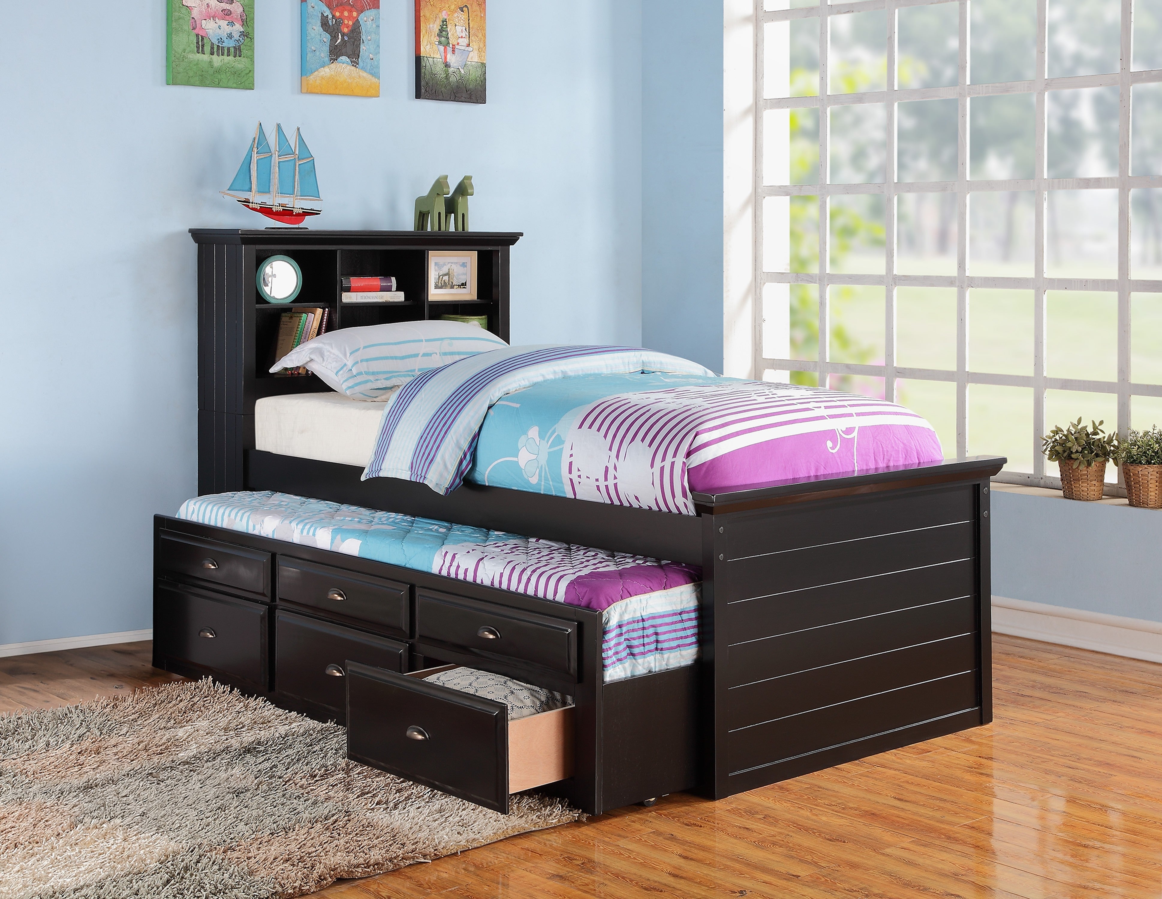 Twin Bed W/ Trundle - Black