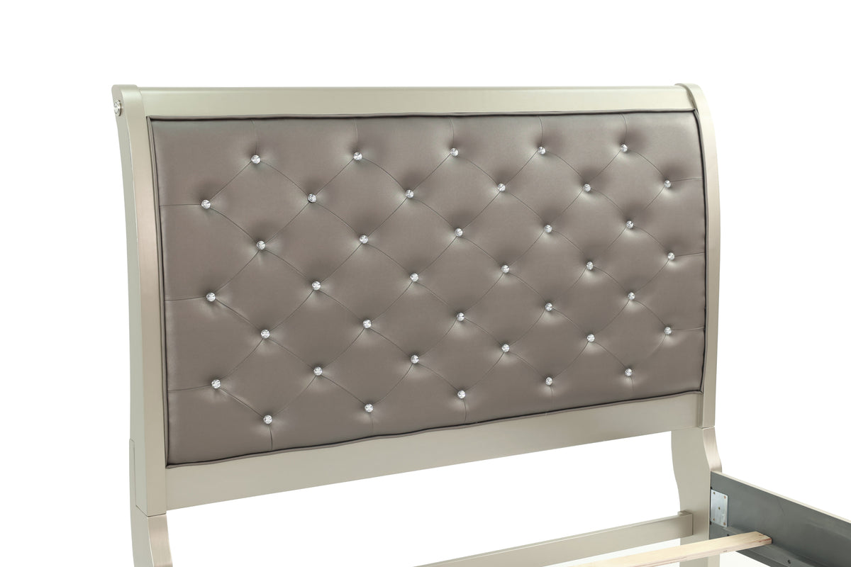 Queen Bed/Silver Finish - Silver