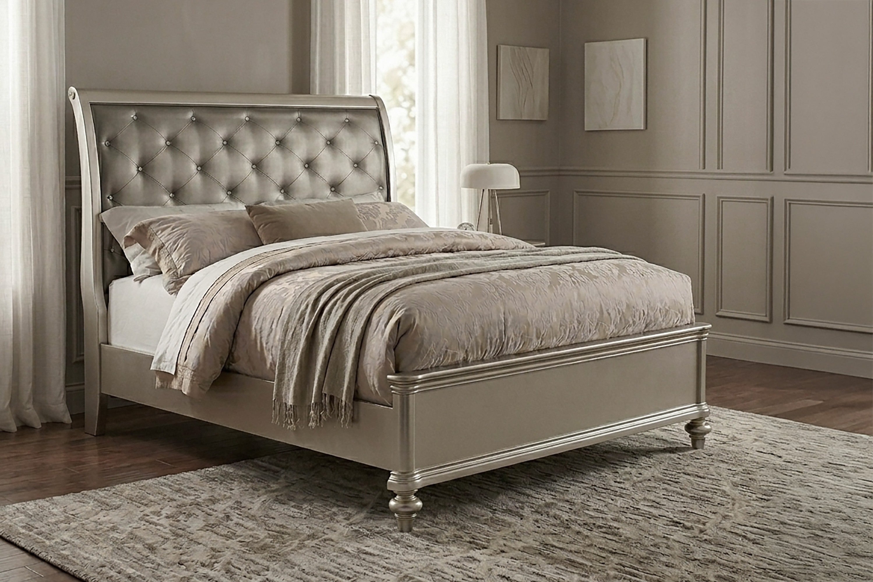Queen Bed - Silver
