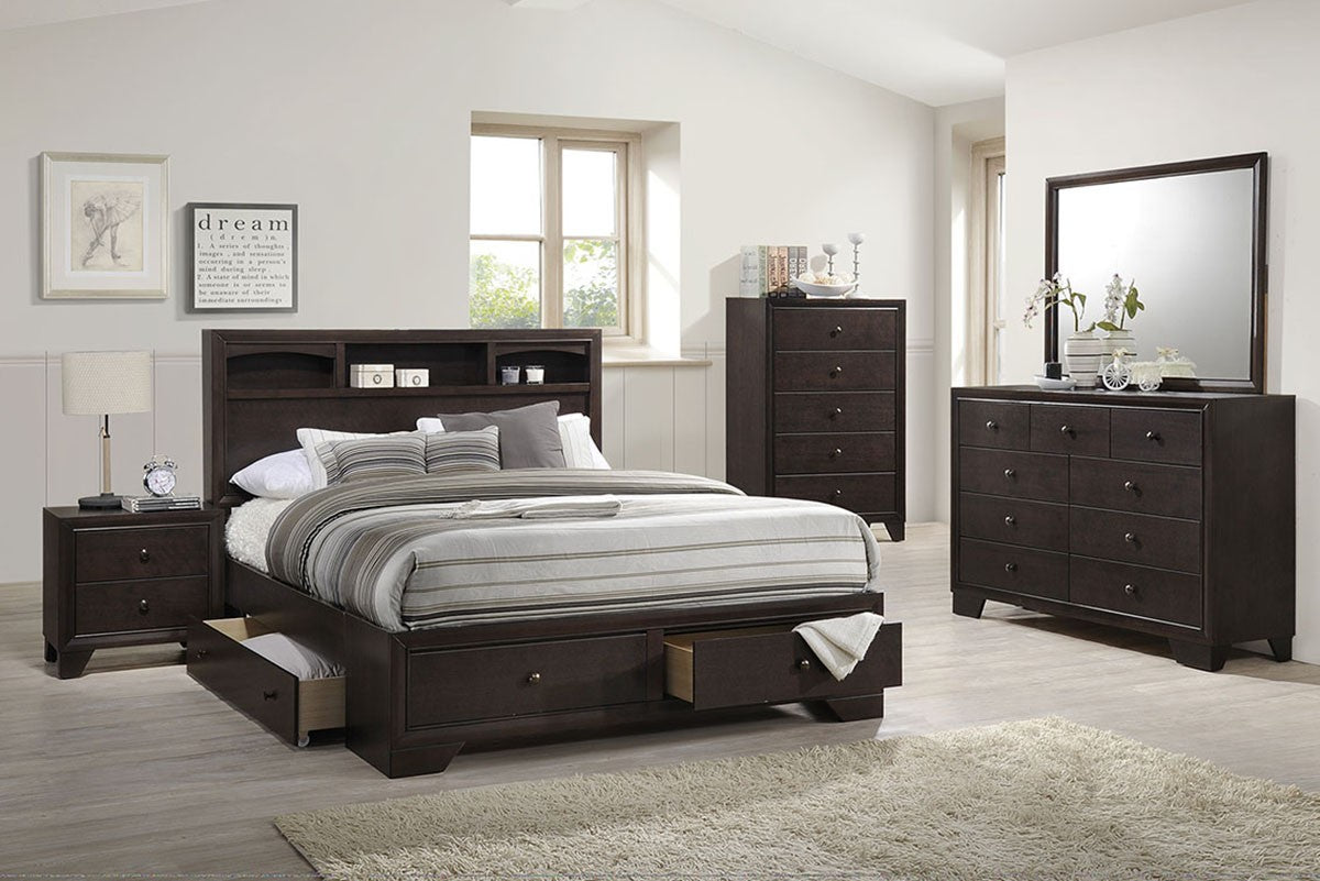 Queen Bed - Dark Merlot