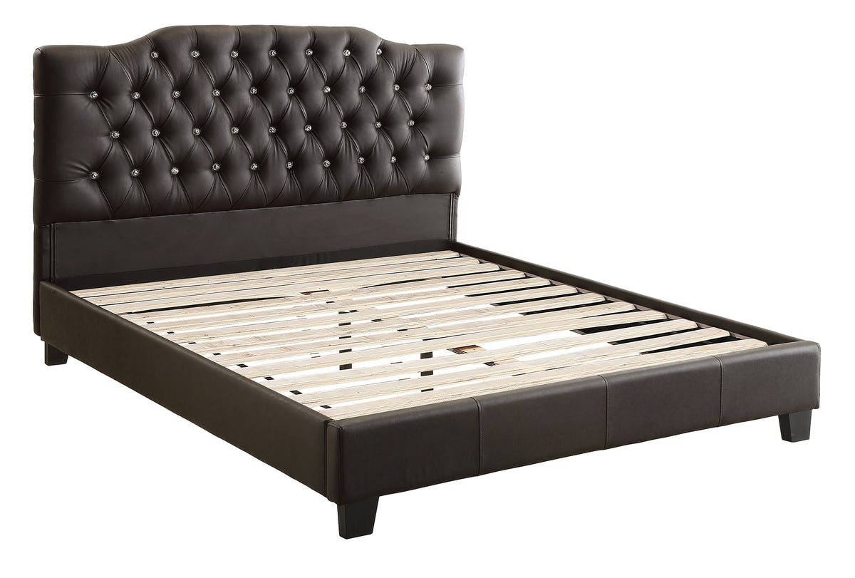 Full Bed/Black Pu, Hb 47"H/Fb 15.5"H - Black / Espresso