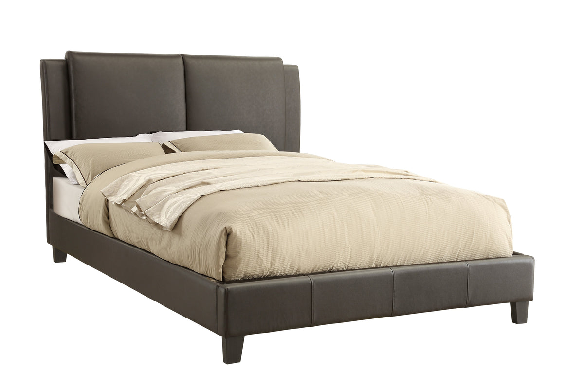C. King Bed/Brown Pu, Hb 46"H, Fb 15.5"H - Brown / Espresso
