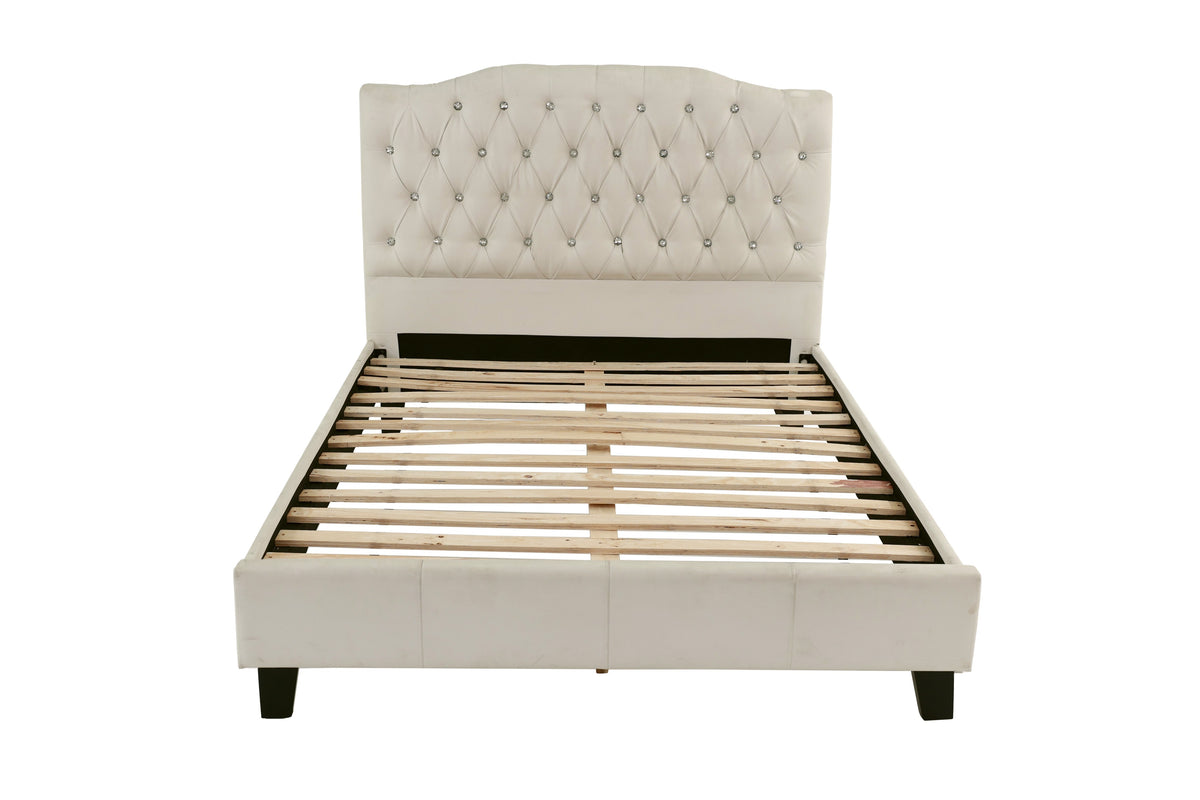 Queen Bed/Pu-White - White / Espresso