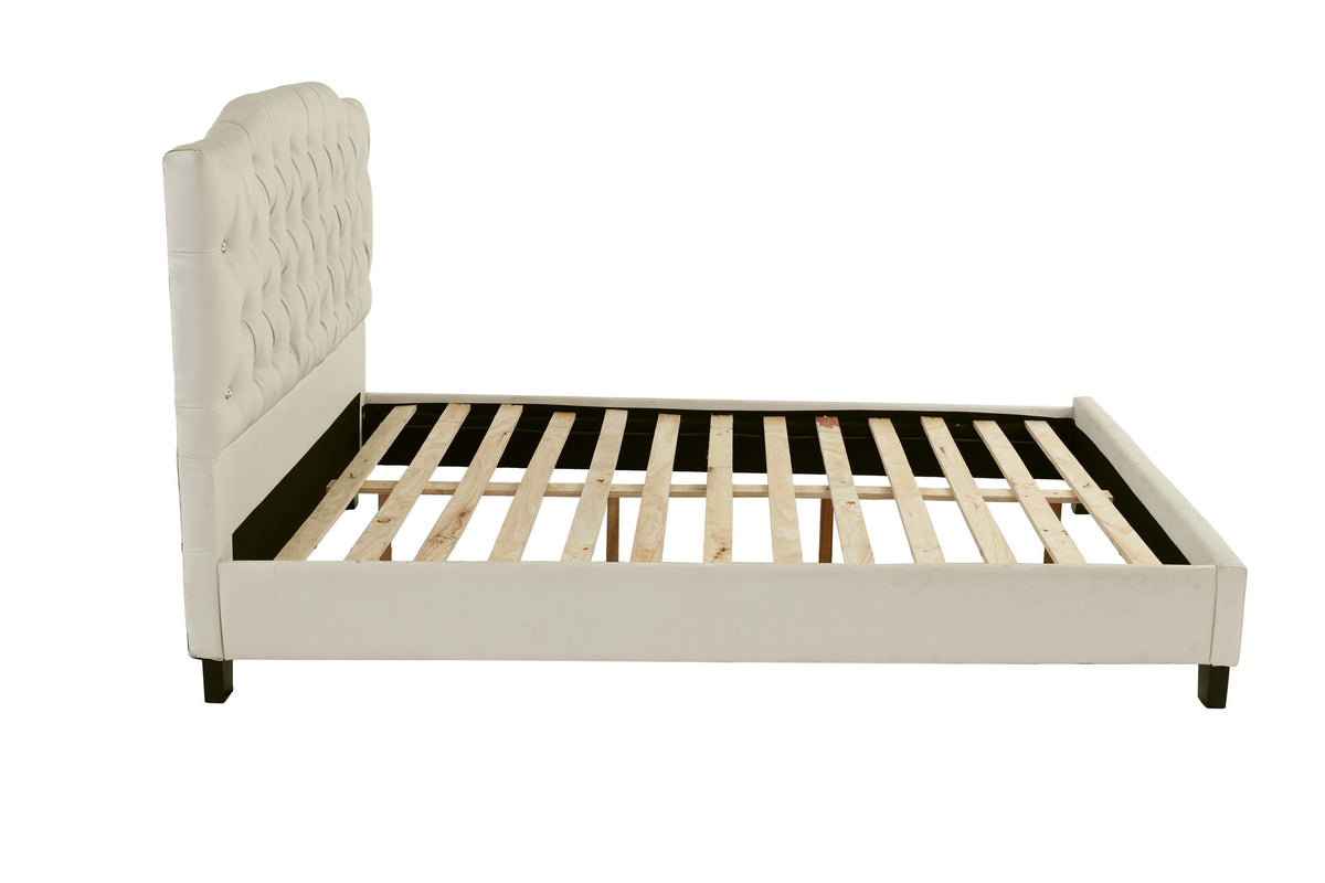 Queen Bed/Pu-White - White / Espresso