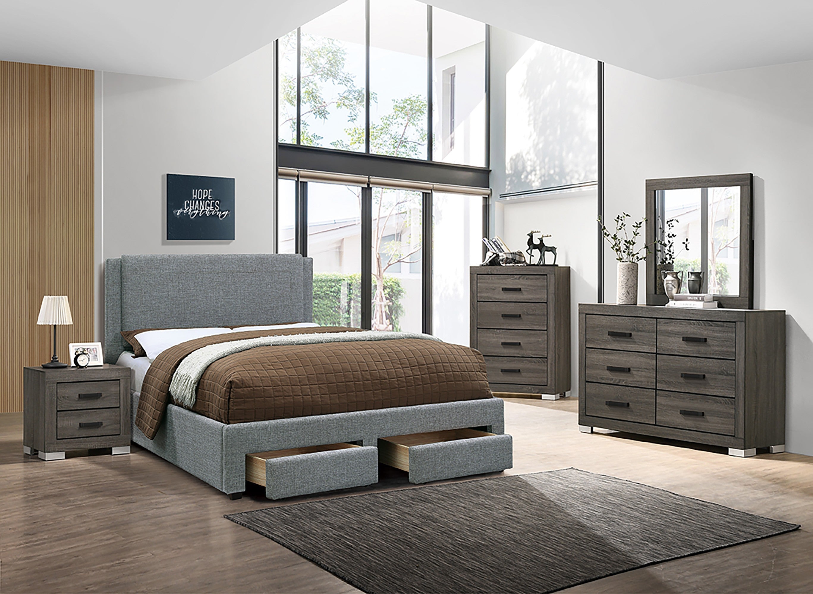 Full Bed - Light Grey / Black
