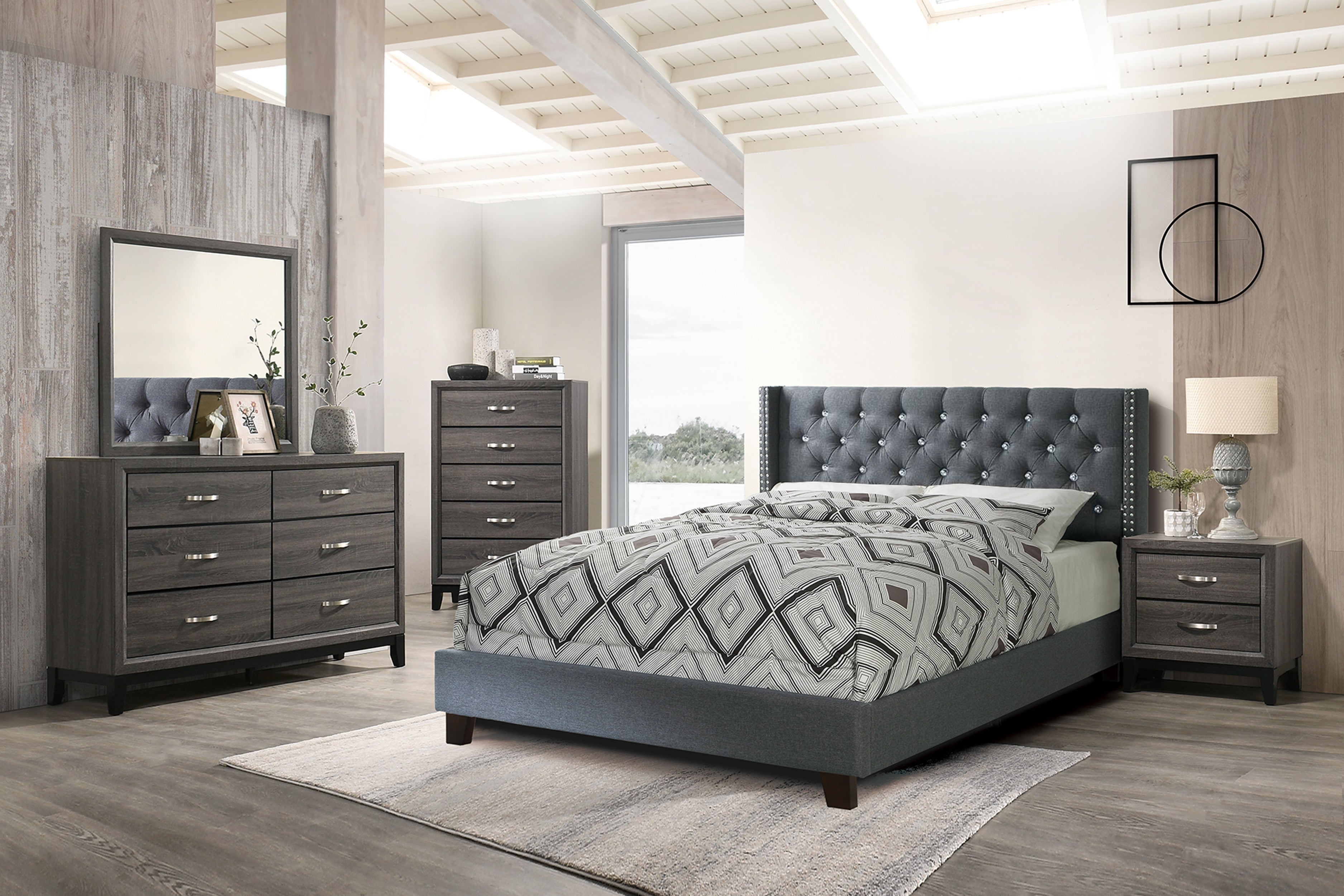 Full Bed - Blue Grey / Espresso