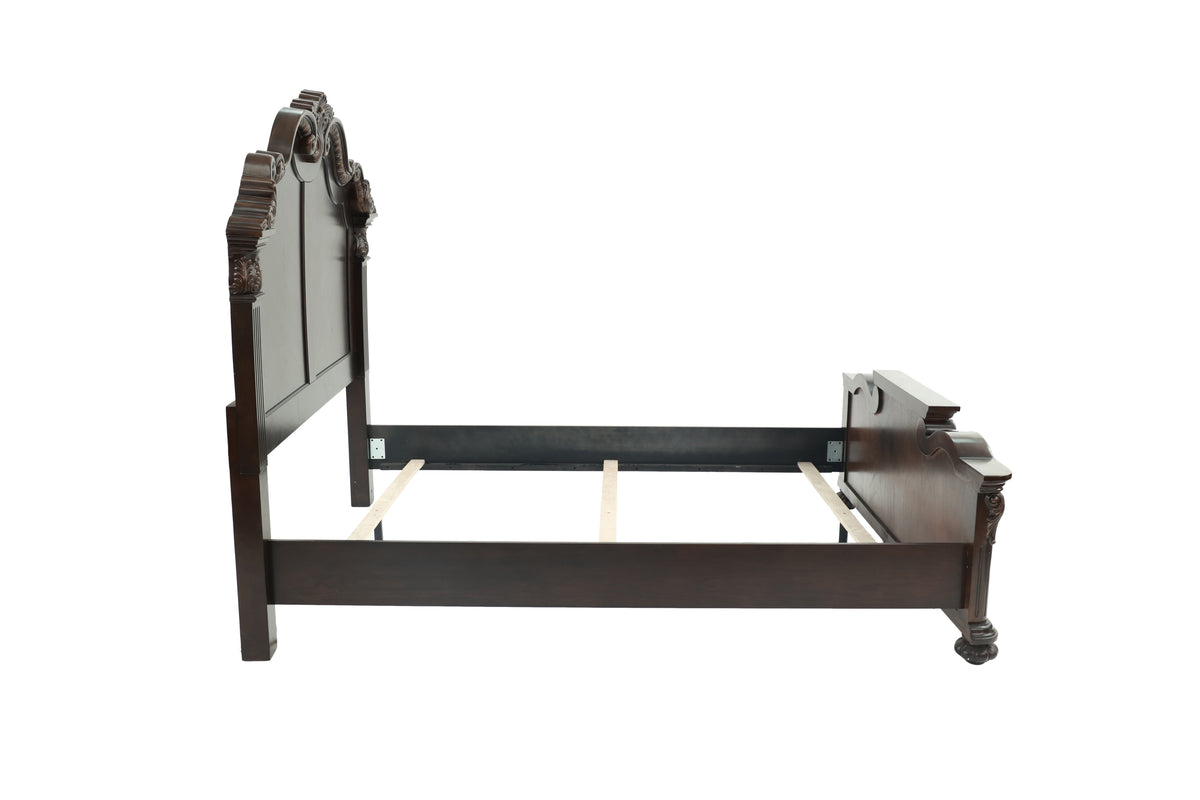 Queen Bed/Vaneer/Dark Walnut - Antique Cherry
