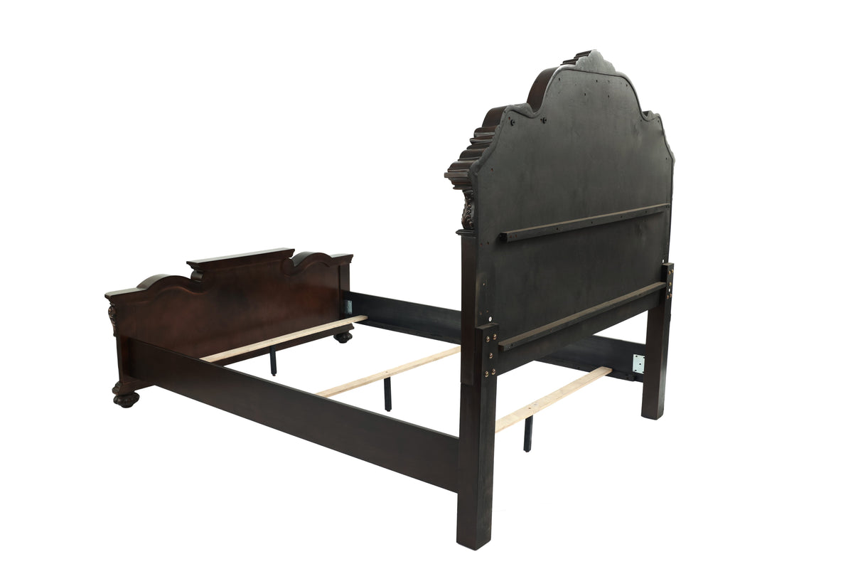 Queen Bed/Vaneer/Dark Walnut - Antique Cherry