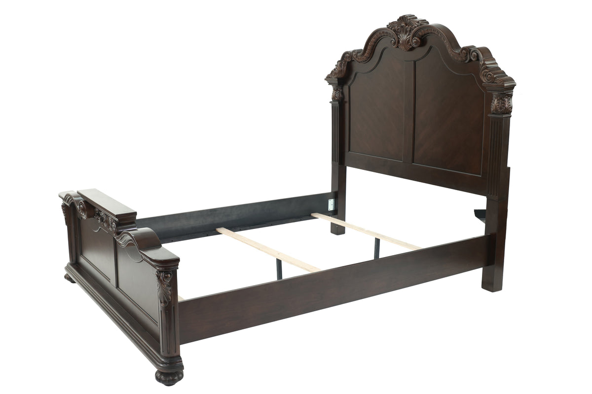 Queen Bed/Vaneer/Dark Walnut - Antique Cherry