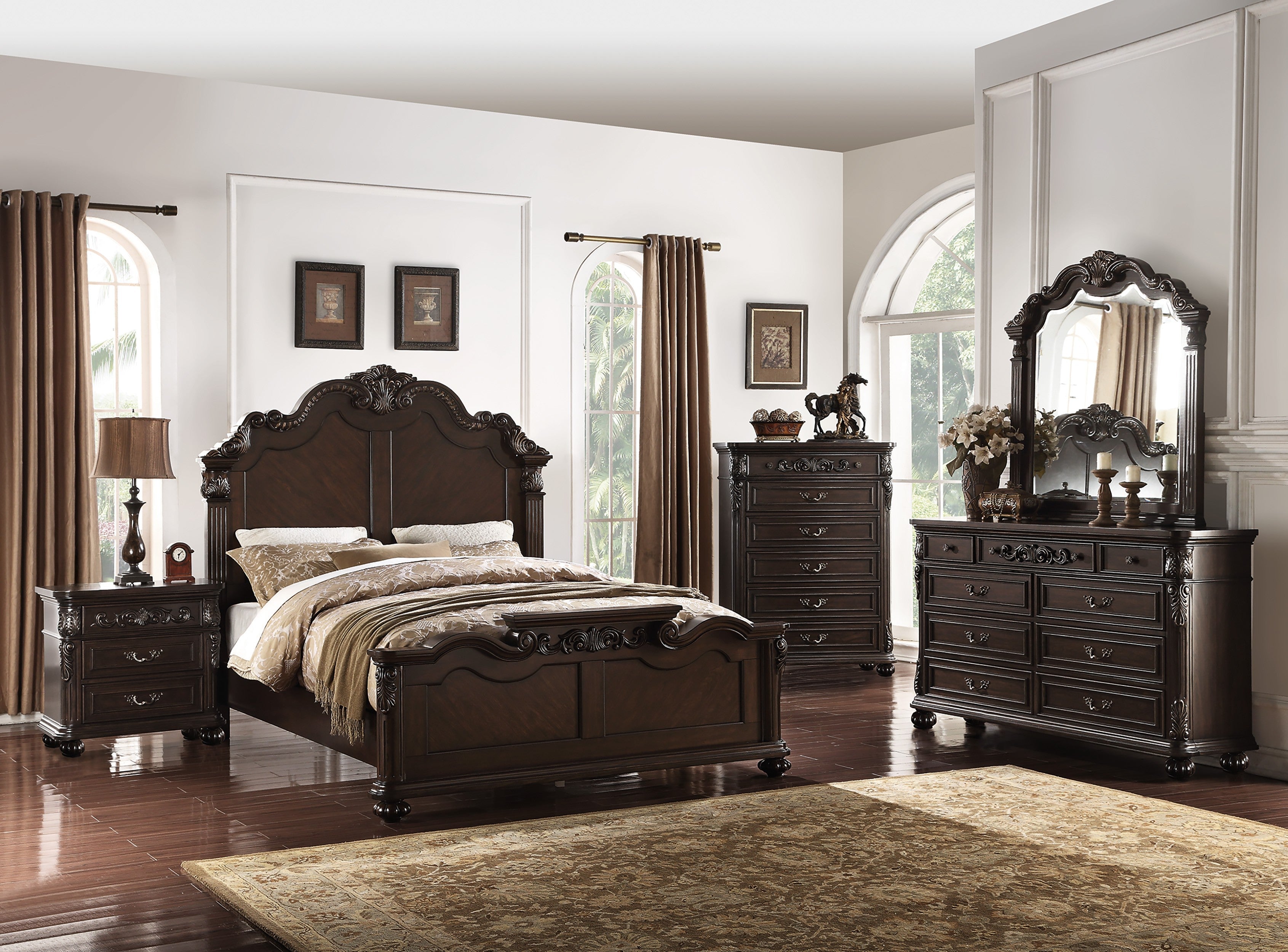 Queen Bed - Antique Cherry