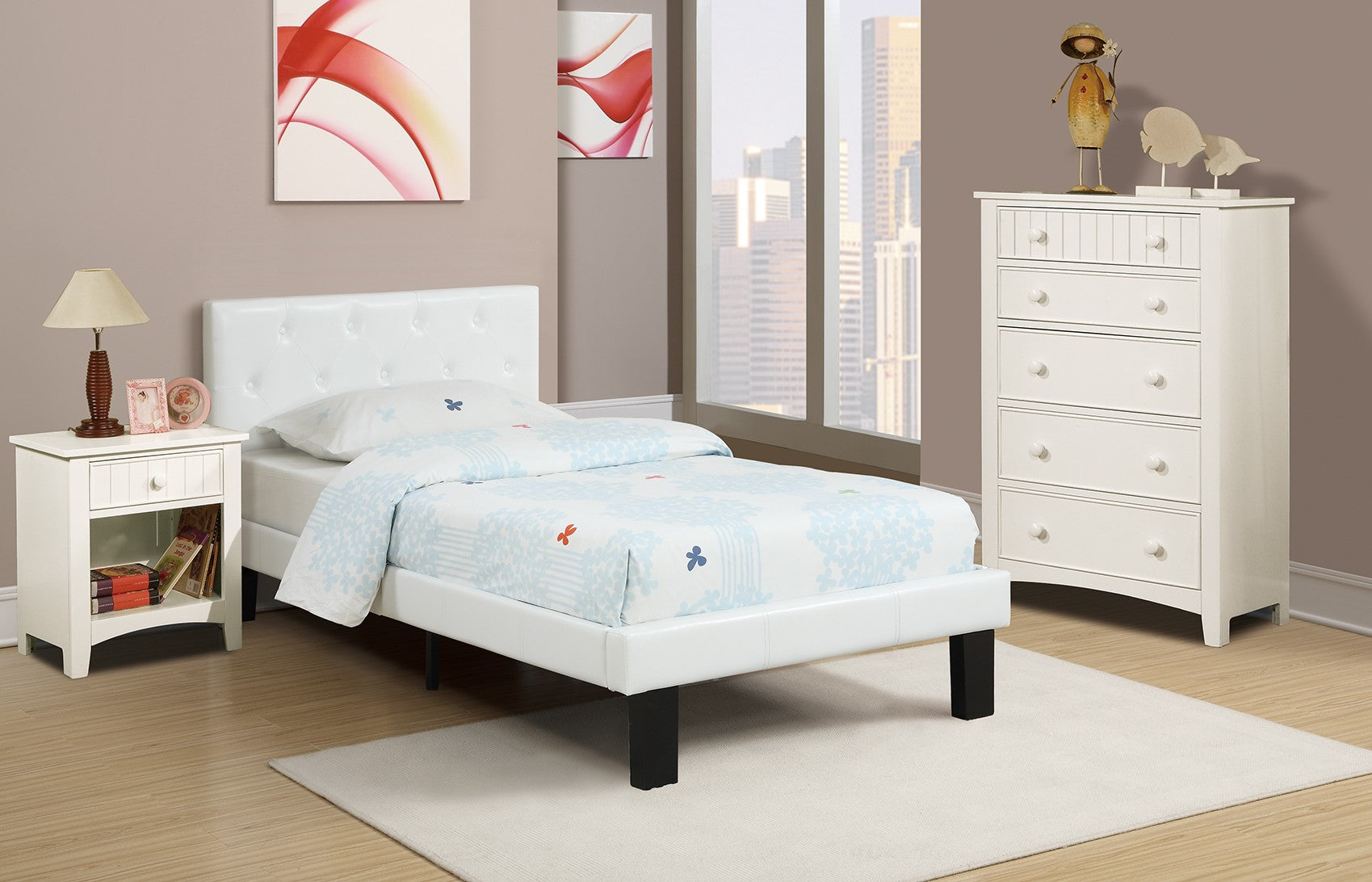 Full Bed - White / Espresso