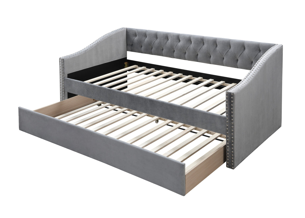 Day Bed/Grey Velvet - Grey / Na