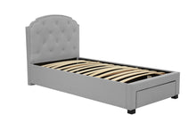 Load image into Gallery viewer, Twin Bed W/Drawer-Light Grey - Light Grey / Black
