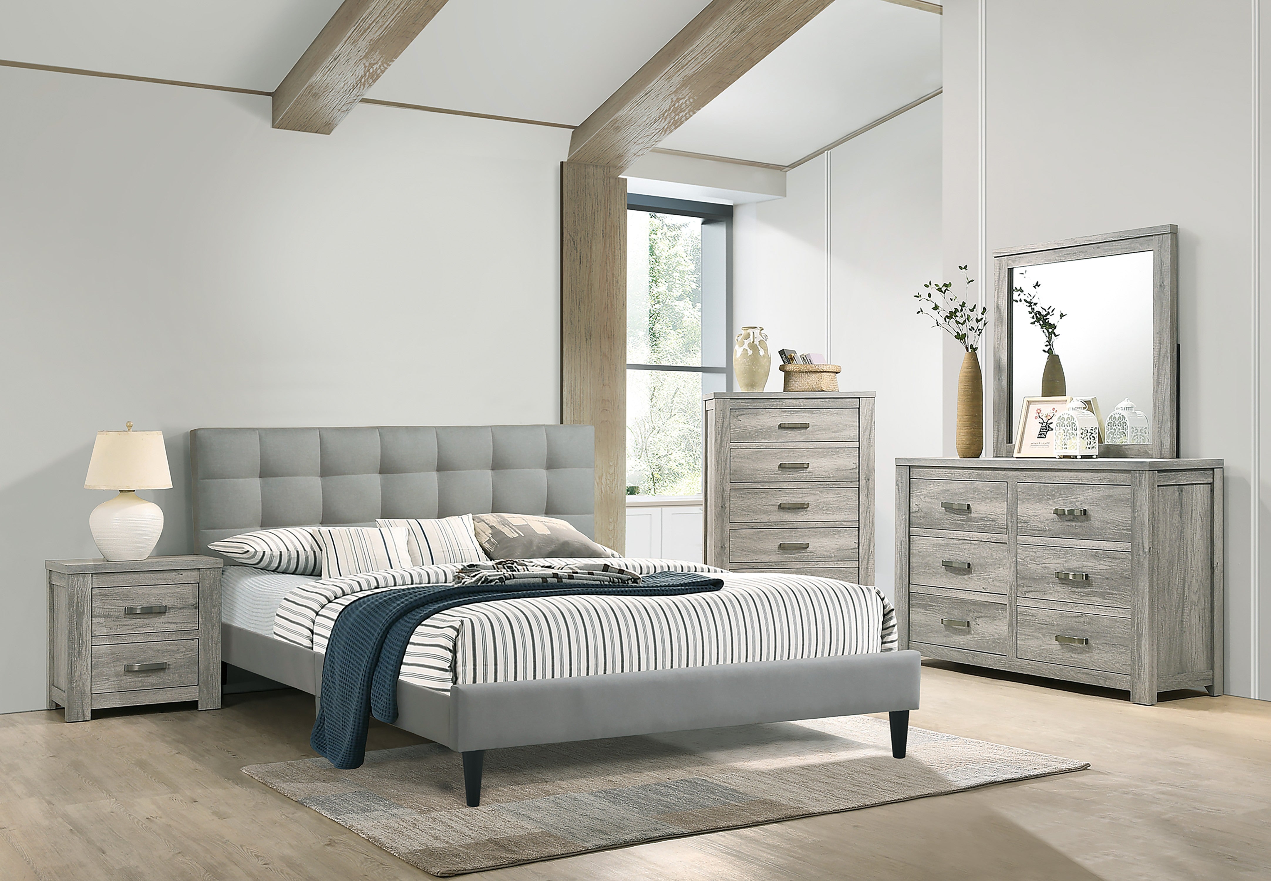 Full Bed - Light Grey/Espresso