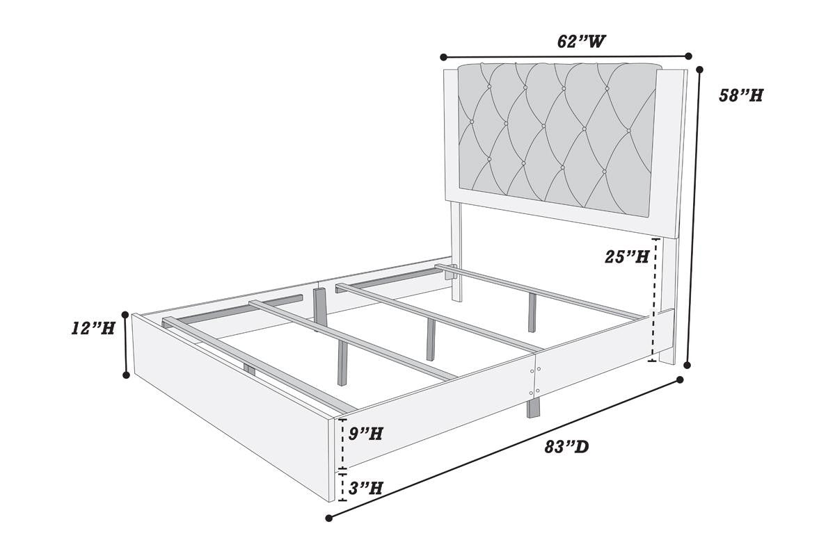 Queen Bed - Foil Grey